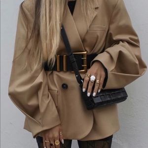 Zara pleated sleeve blazer